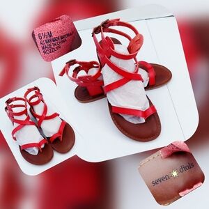 Seven Dials Women's Red Strappy Gladiator Sandals Size 6.5
